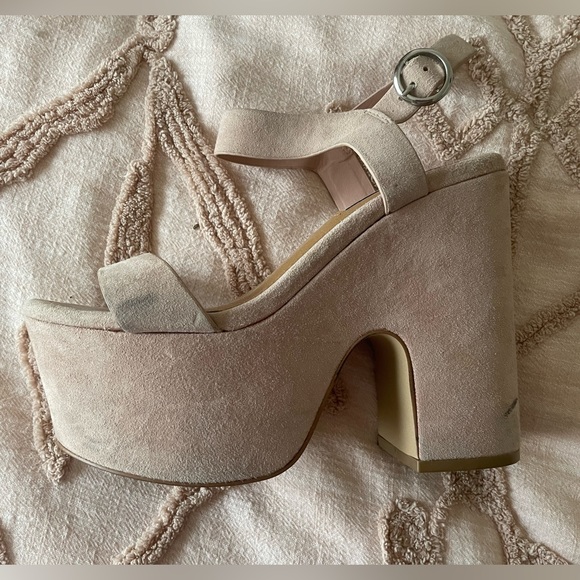 RARE Steve Madden Advice Suede Platform Sandal In Blush Size 7 - Picture 9 of 16